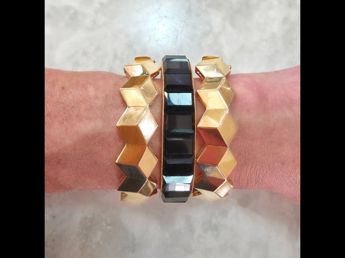 14K Hexagon Bangle