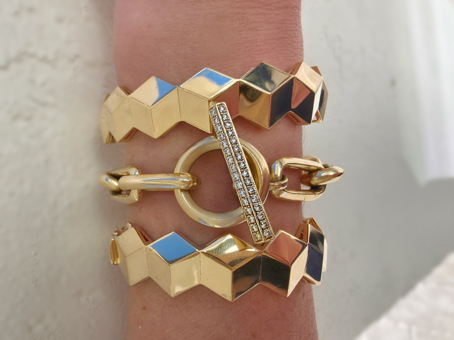 14K Hexagon Bangle