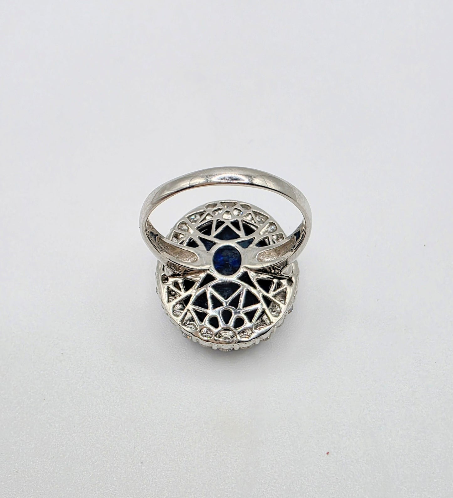 8ct Australian Opal RIng with Diamond Halo set in Platinum