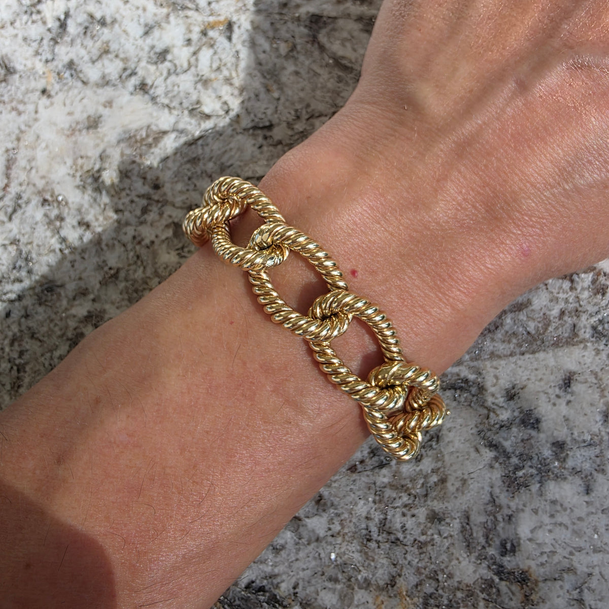 14K Italian Textured Rope Curb Bracelet