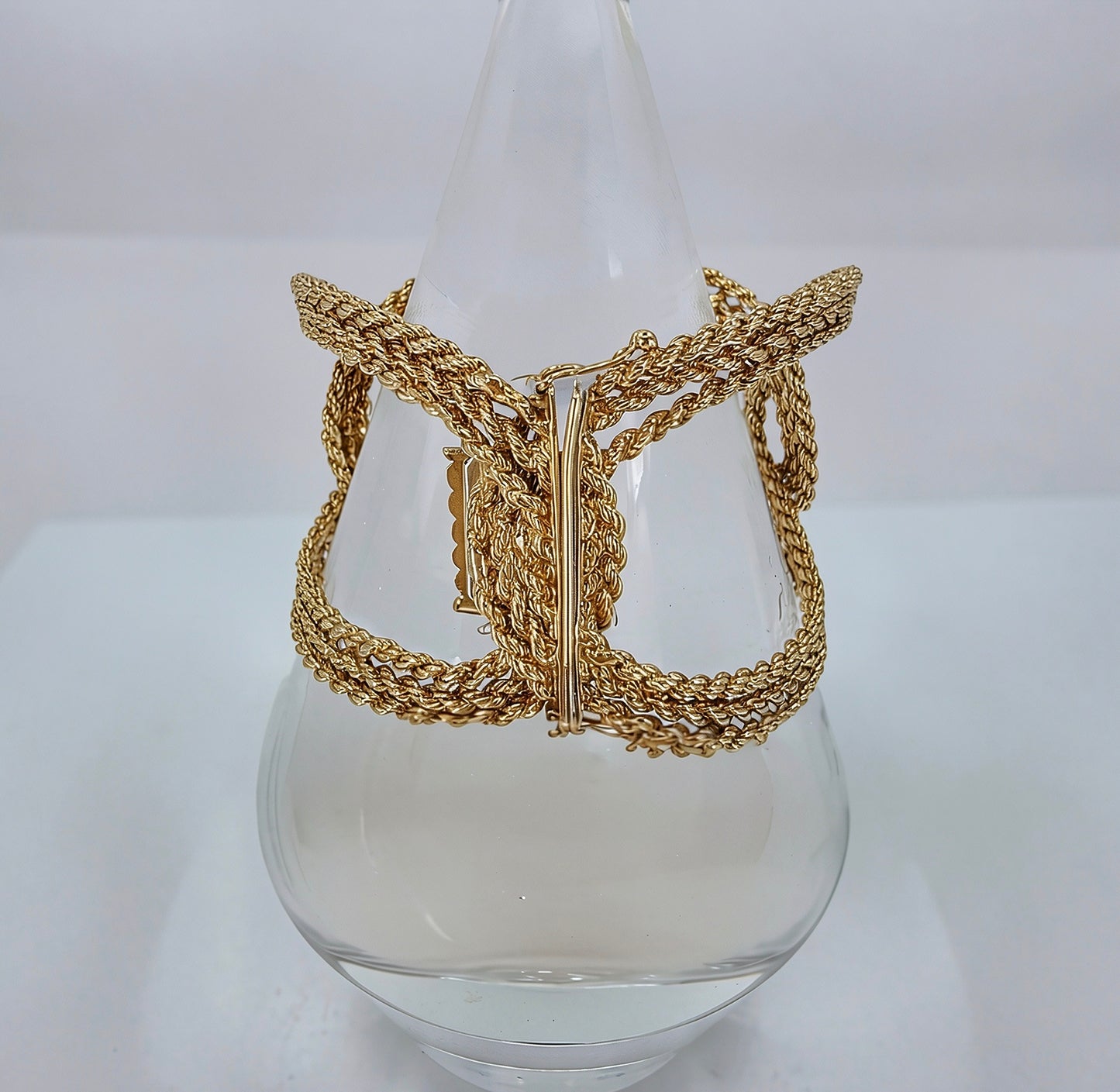 Vintage Italian 14K Yellow Gold Triple-Row Textured Rigid Bracelet