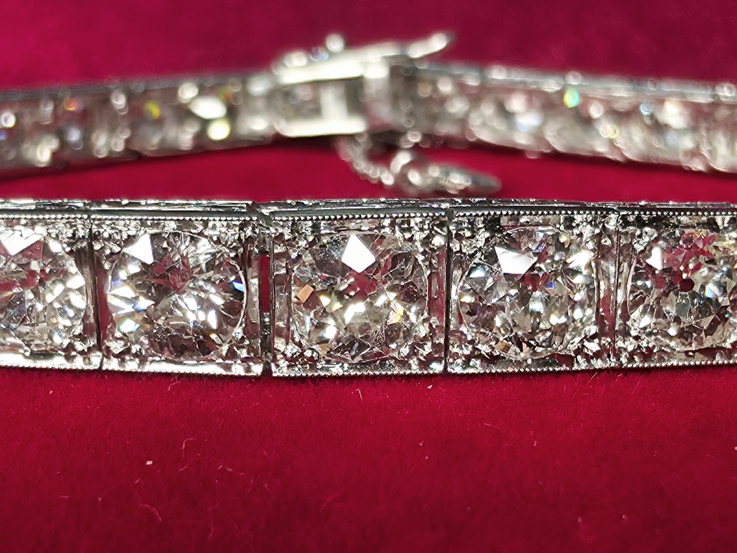 Antique Art Deco Platinum and 18K gold Line Bracelet