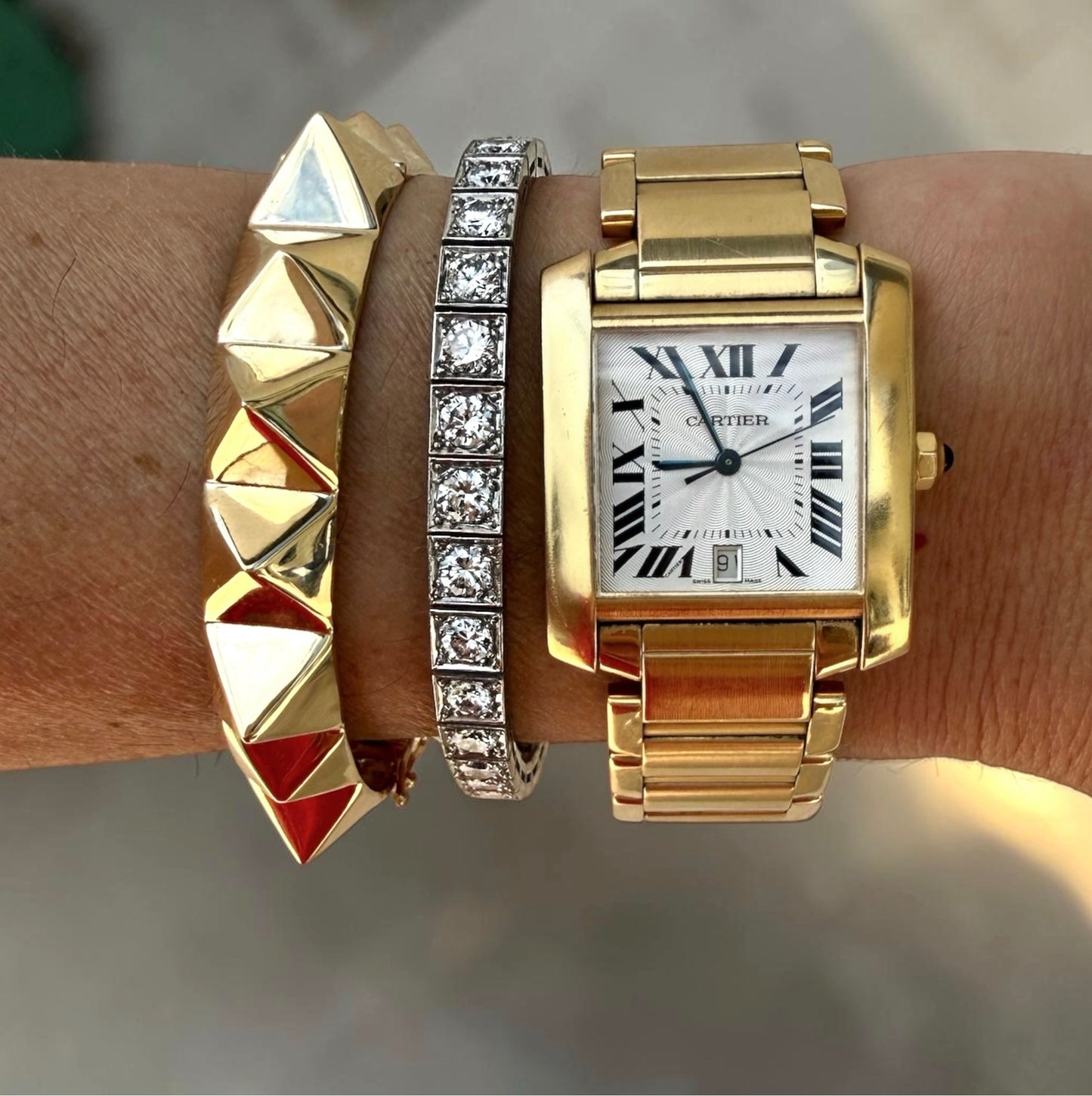 14K Pyramid Bangle