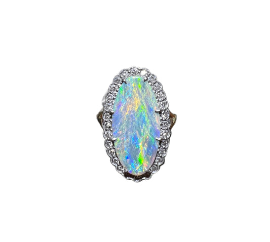 Antique Opal and Diamond Ring 18K