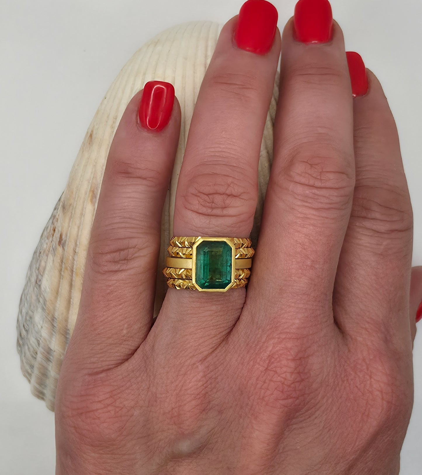 3.6 Carat Zambian Emerald Ring set in 18K