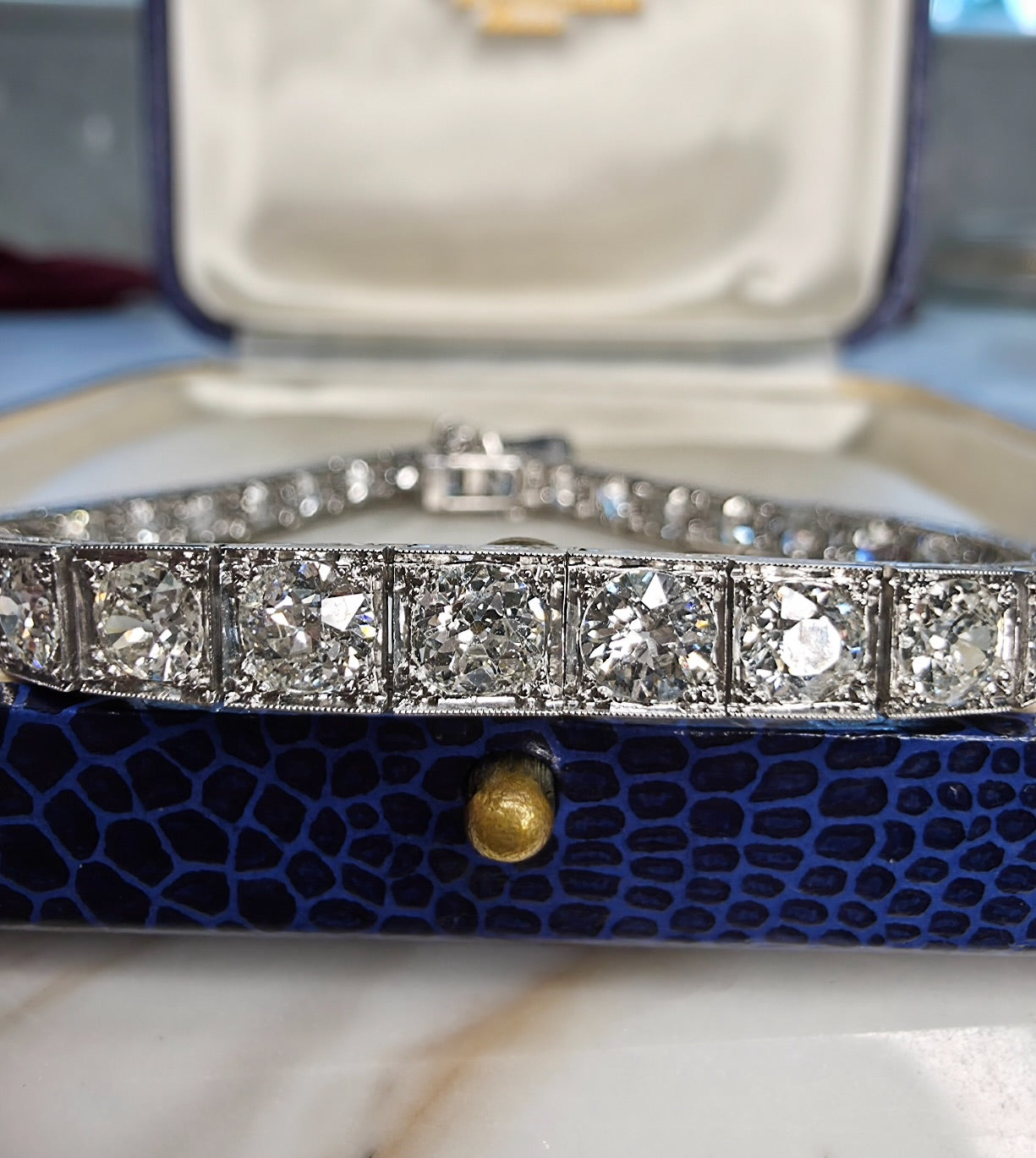 Antique Art Deco Platinum and 18K gold Line Bracelet