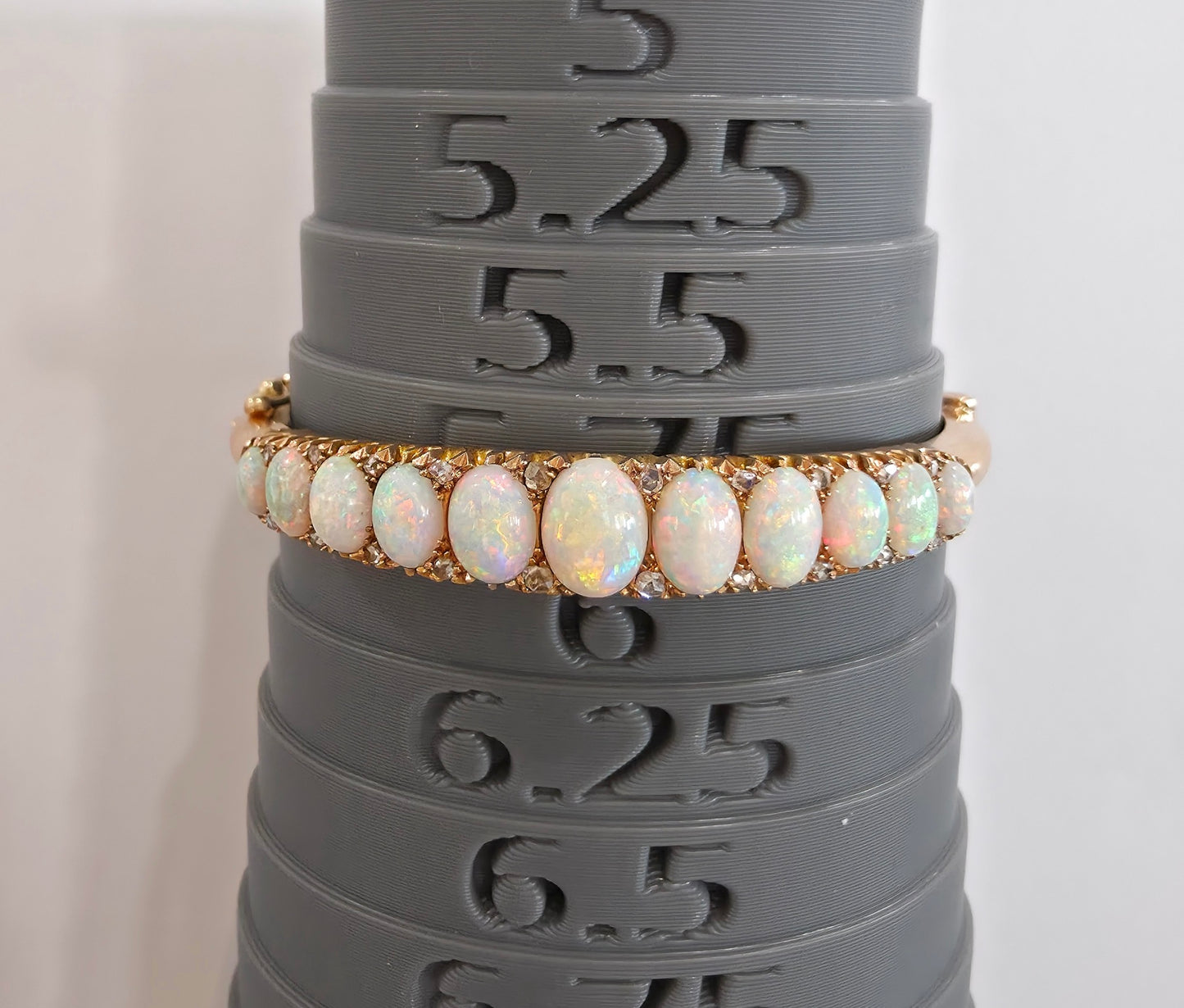 Vintage Pink Australian Solid Opal Bangle 14K gold