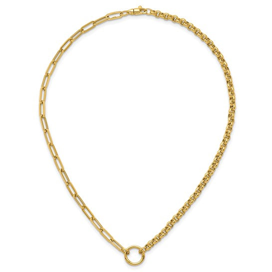 14K Mixed Link Paperclip and Rolo Necklace