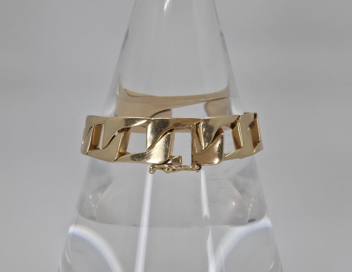 Vintage 14K Gold Flat Curb Bracelet – 44g
