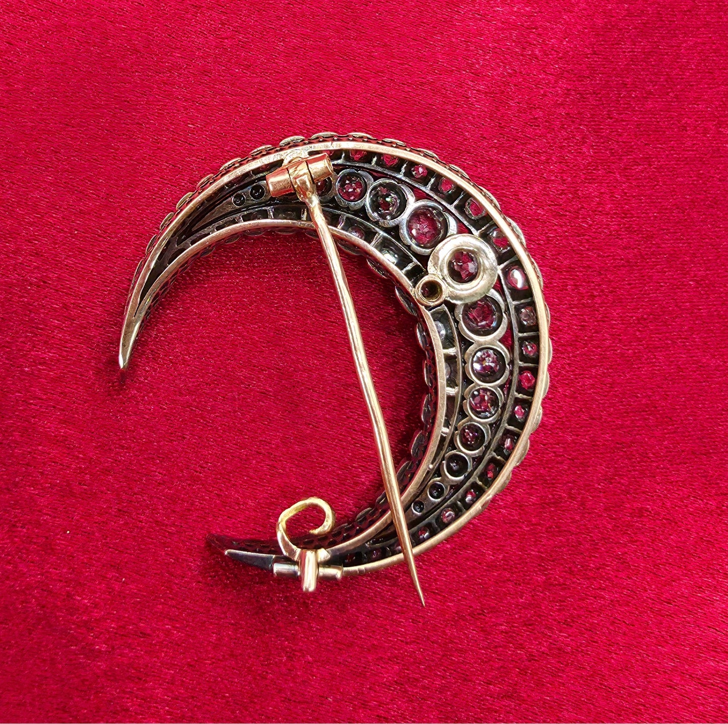 Antique Diamond Crescent Brooch