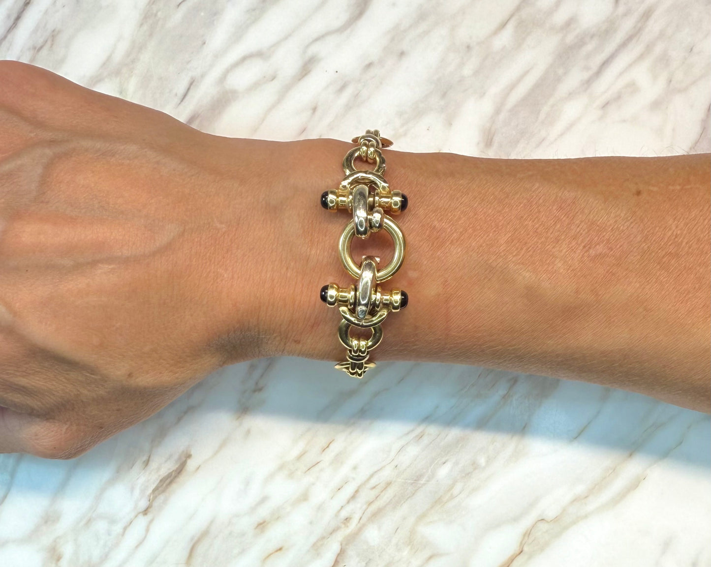 14k Onyx Gold Link Bracelet