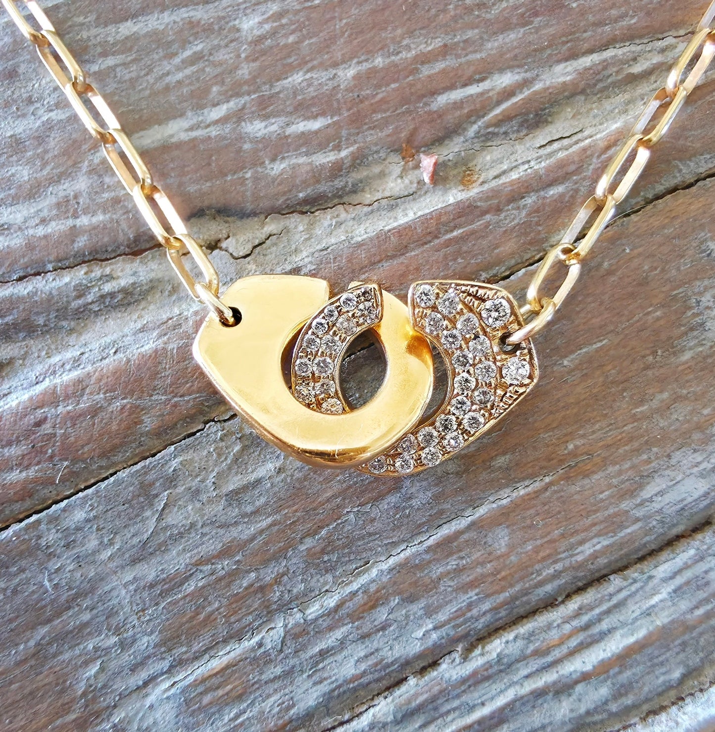 18K Gold and Diamond Handcuff Necklace