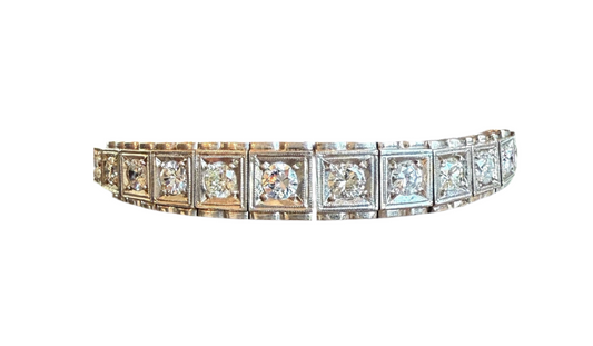Art Deco Diamond Bracelet 2 carats 14K gold