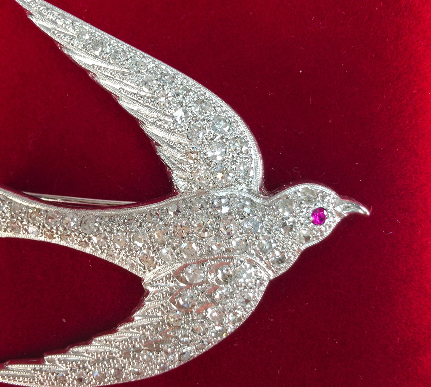 2.3 ctw Diamond and Ruby Dove Brooch