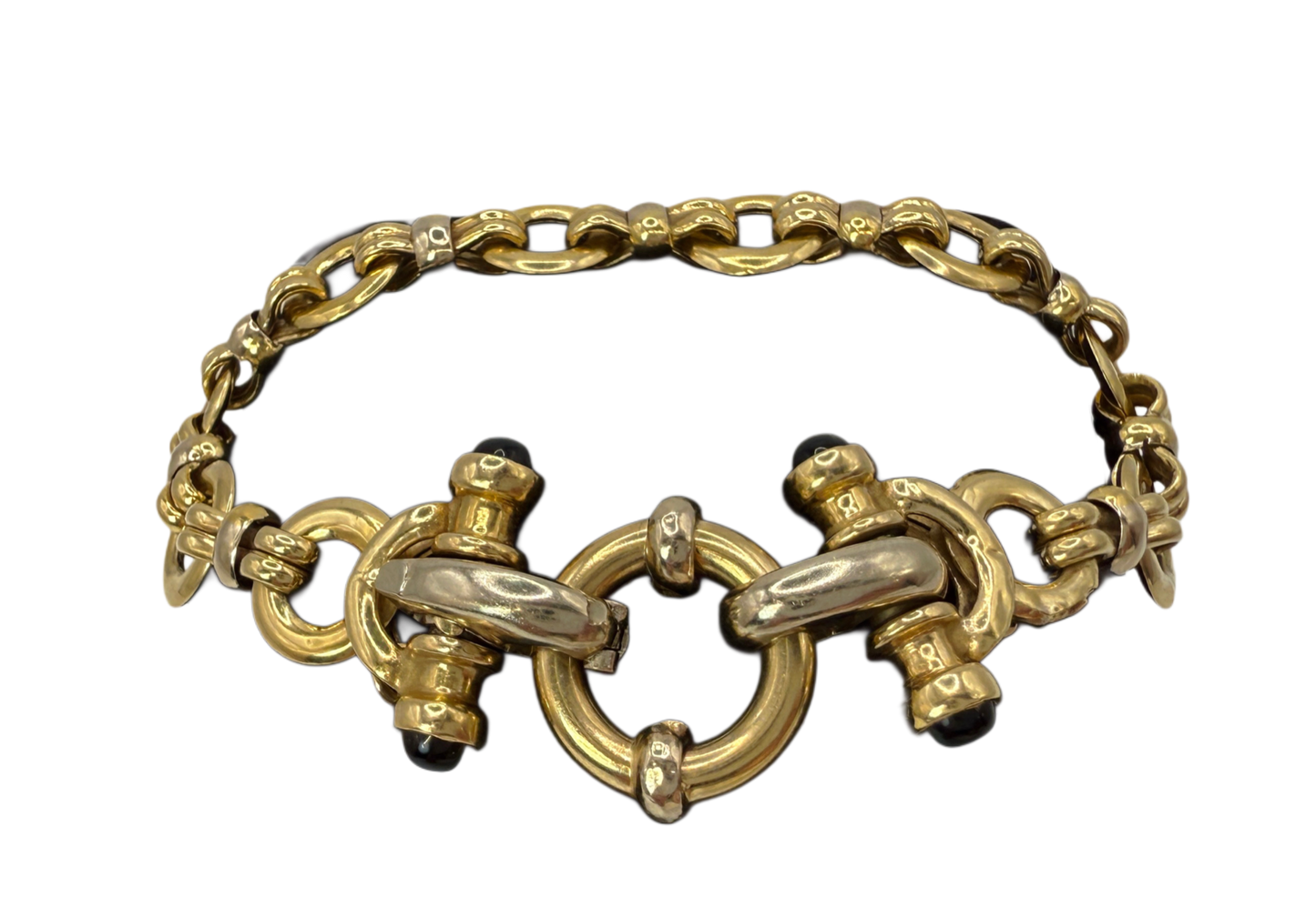 14k Onyx Gold Link Bracelet