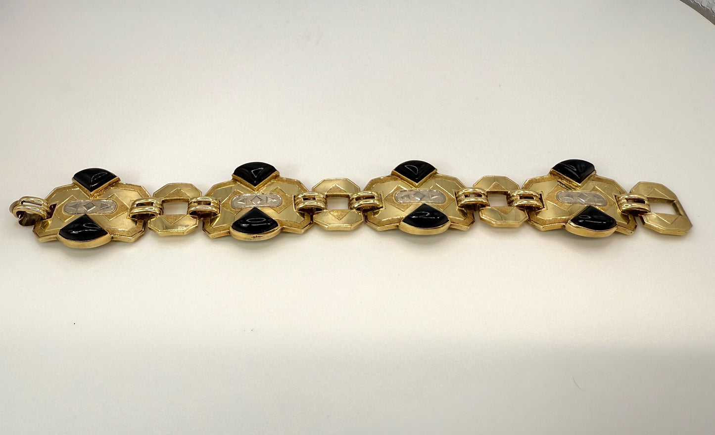 Art Deco Onyx and Gold Bracelet