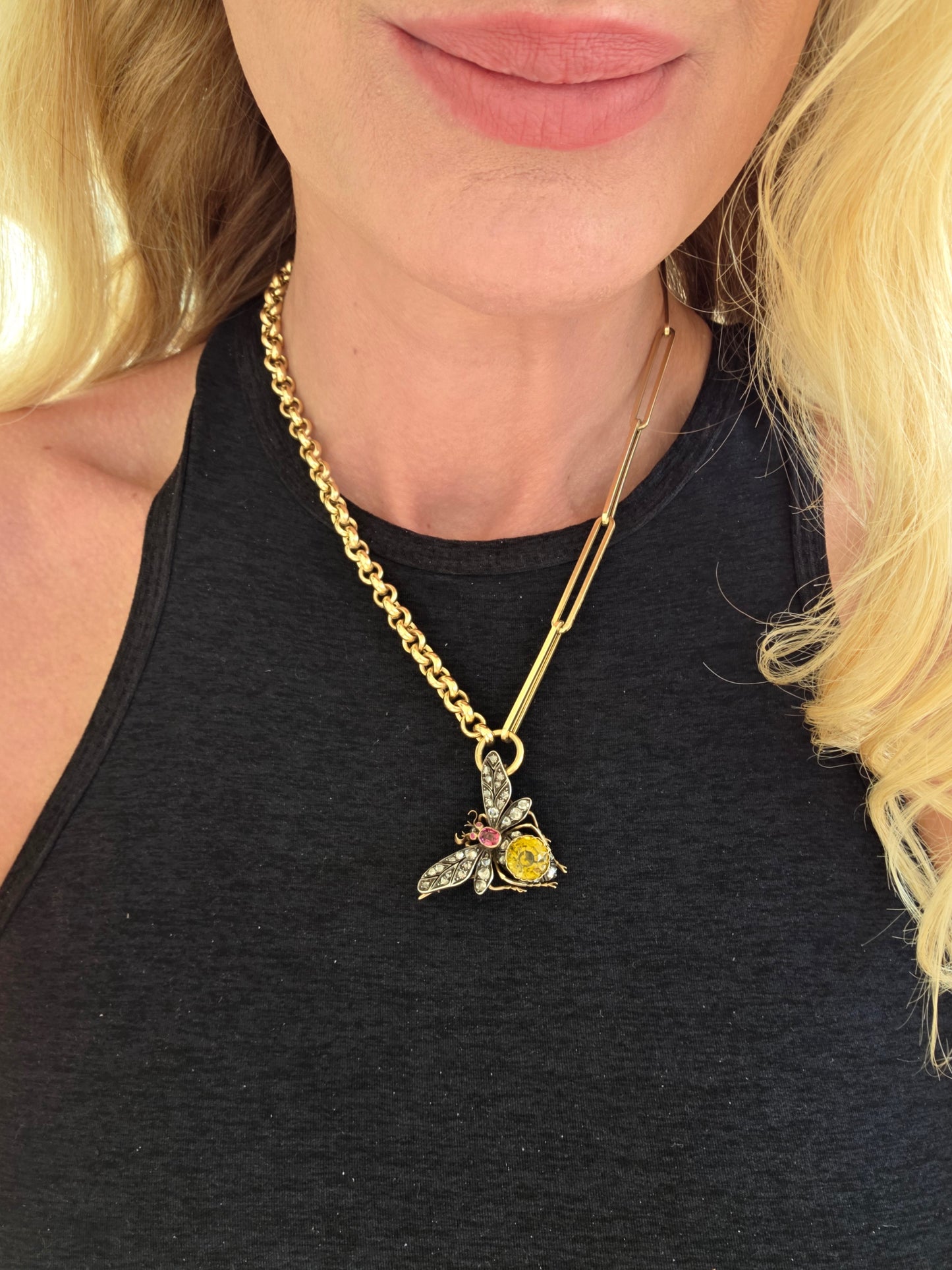 14K Mixed Link Paperclip and Rolo Necklace