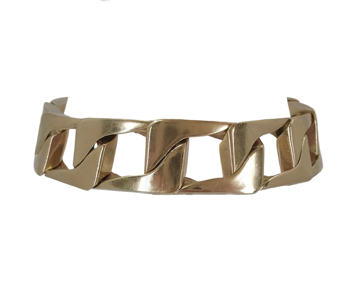 Vintage 14K Gold Flat Curb Bracelet – 44g