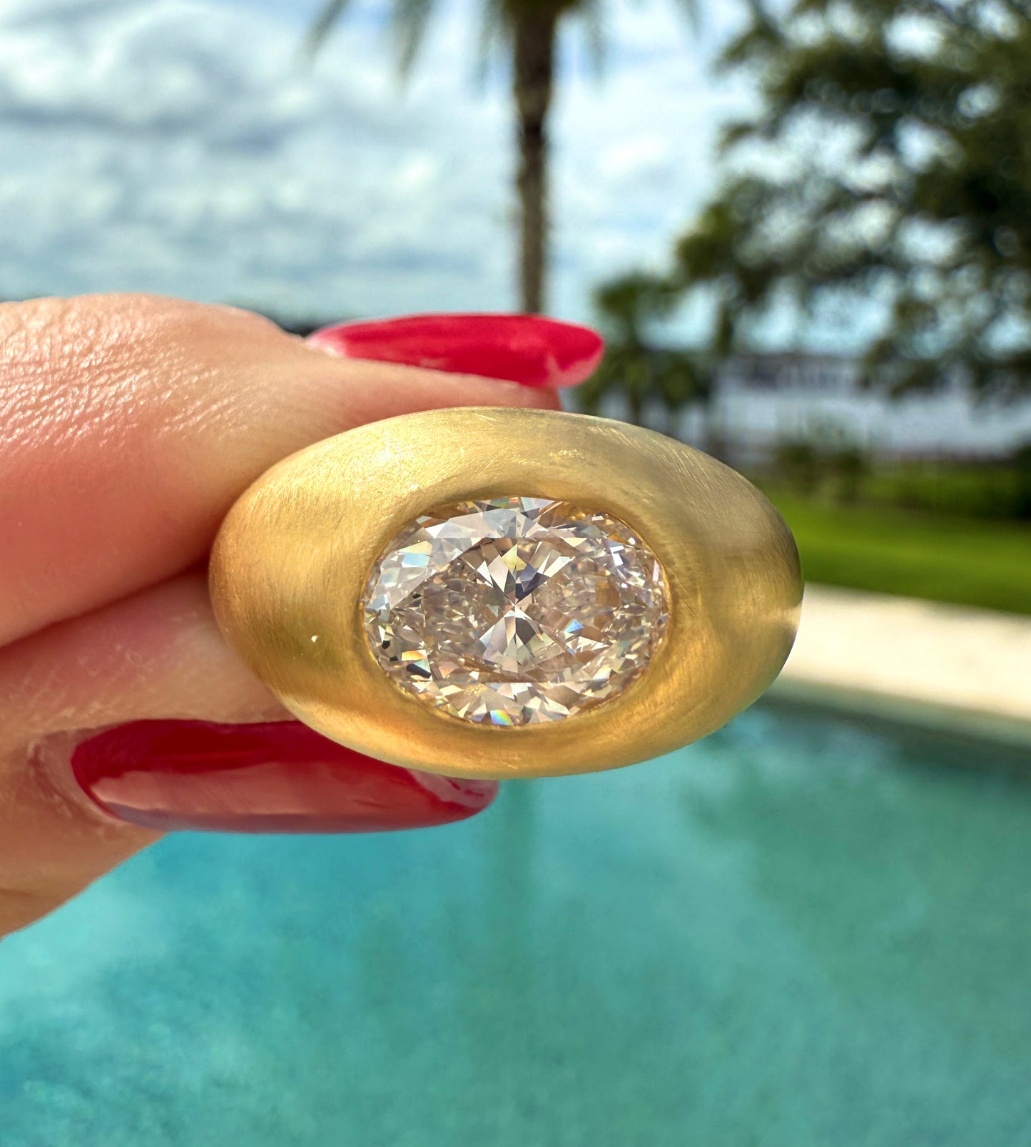 2.3ct Oval Diamond Donut Gypsy Ring