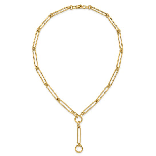 14k  Trombone Y- Drop Necklace with Spring Circle Clasps