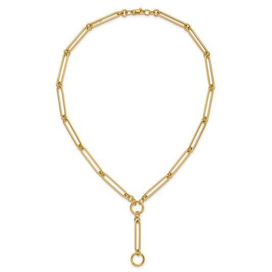 14k  Trombone Y- Drop Necklace with Spring Circle Clasps