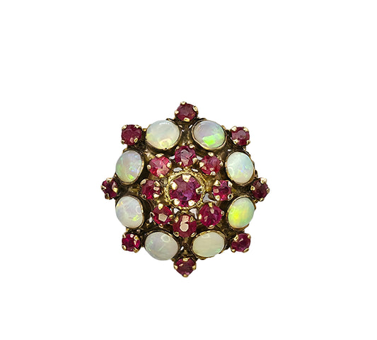 Antique Ruby and Opal Cocktail Ring