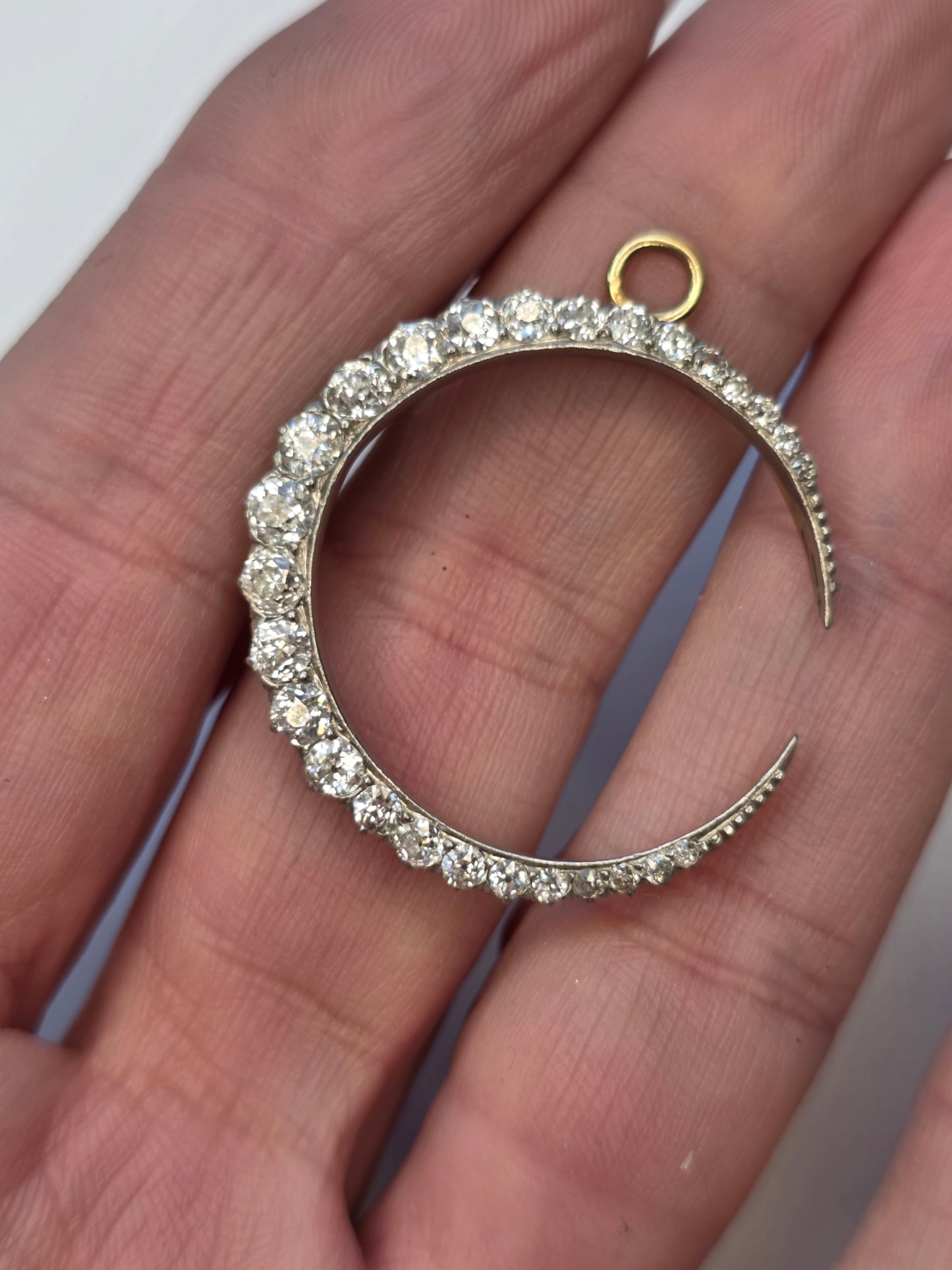 Vintage Diamond Crescent Brooch
