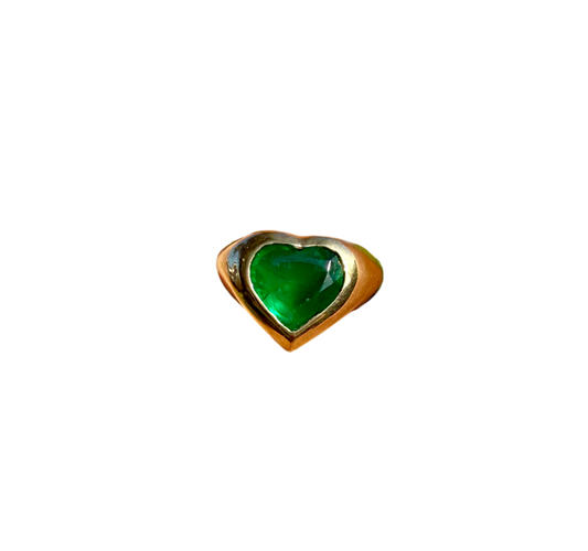 Emerald Heart Gypsy Ring 18K