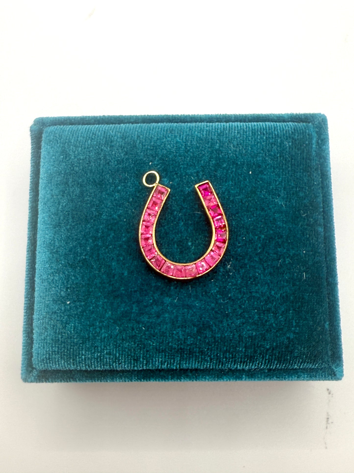 3 carat Synthetic Ruby Horseshoe Pendant in 9K