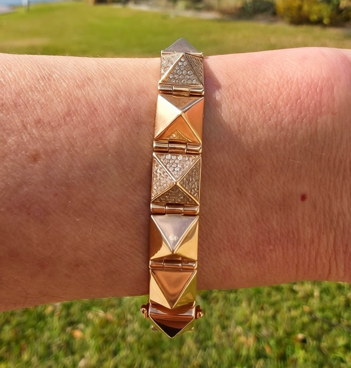 Rose Gold & Diamond Pyramid Bracelet