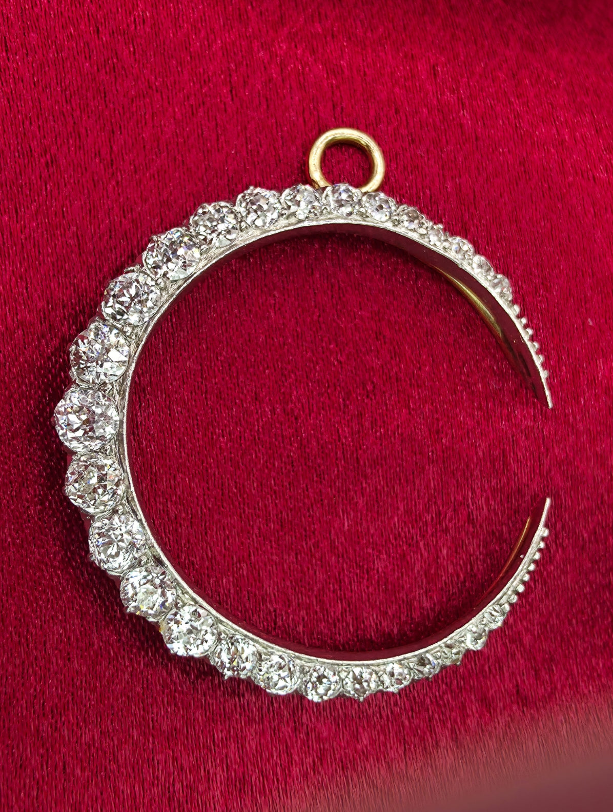 Vintage Diamond Crescent Brooch