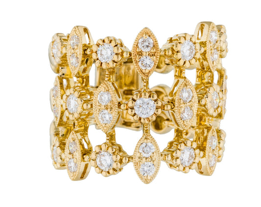 18K Flexible 3 Row Diamond Lace Band