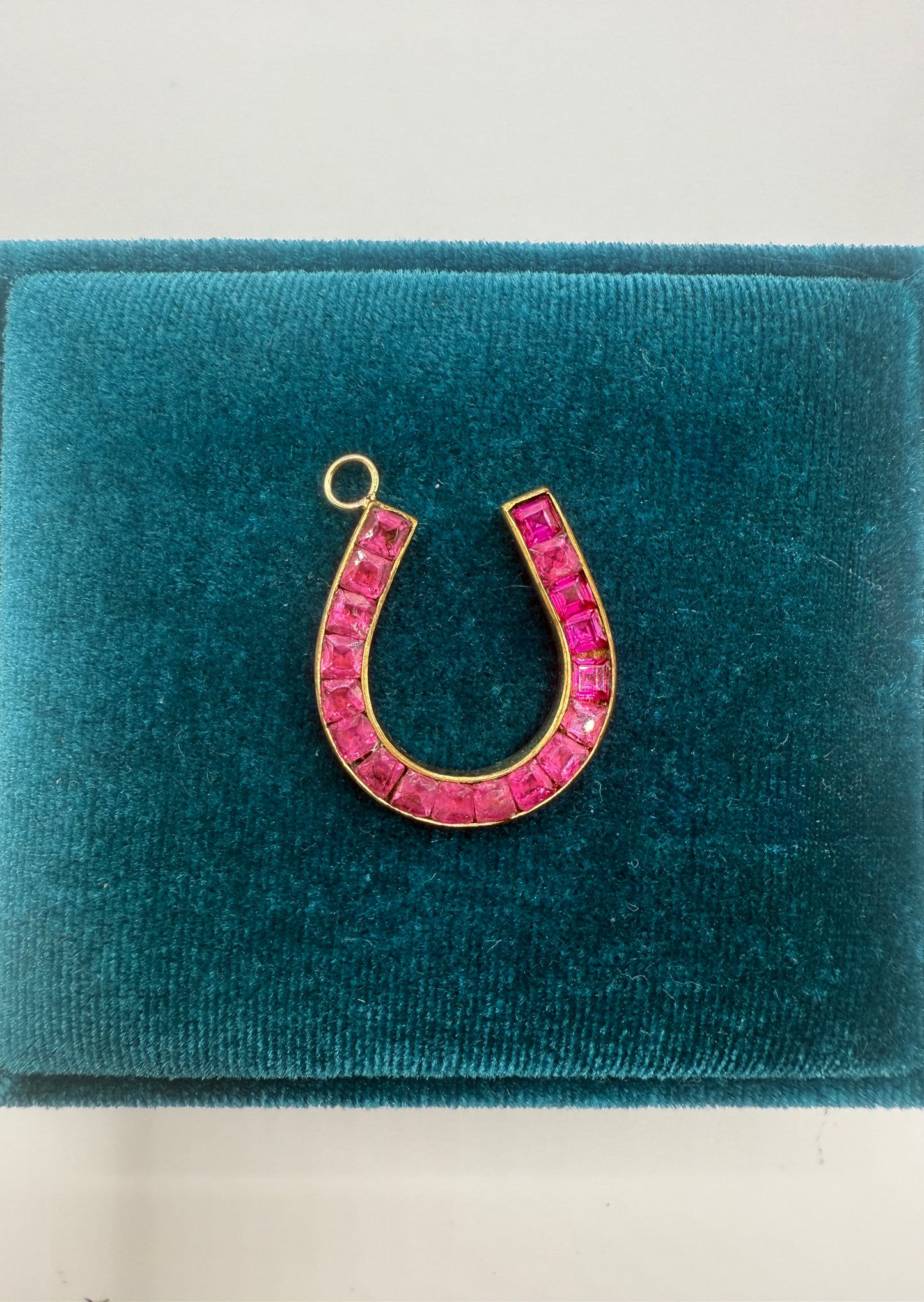 3 carat Synthetic Ruby Horseshoe Pendant in 9K