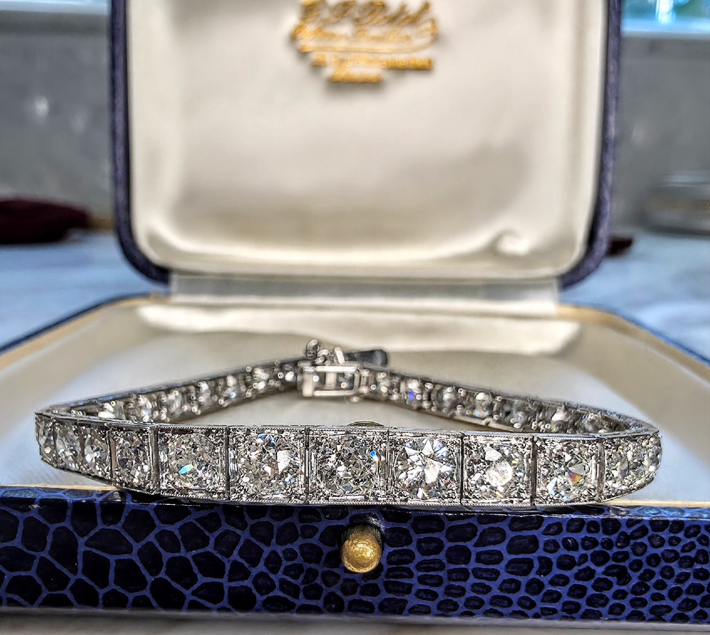 Antique Art Deco Platinum and 18K gold Line Bracelet