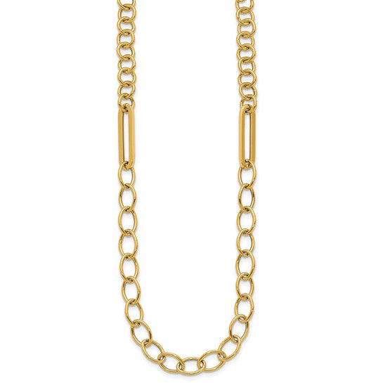 14K T-bar Mixed Link Necklace