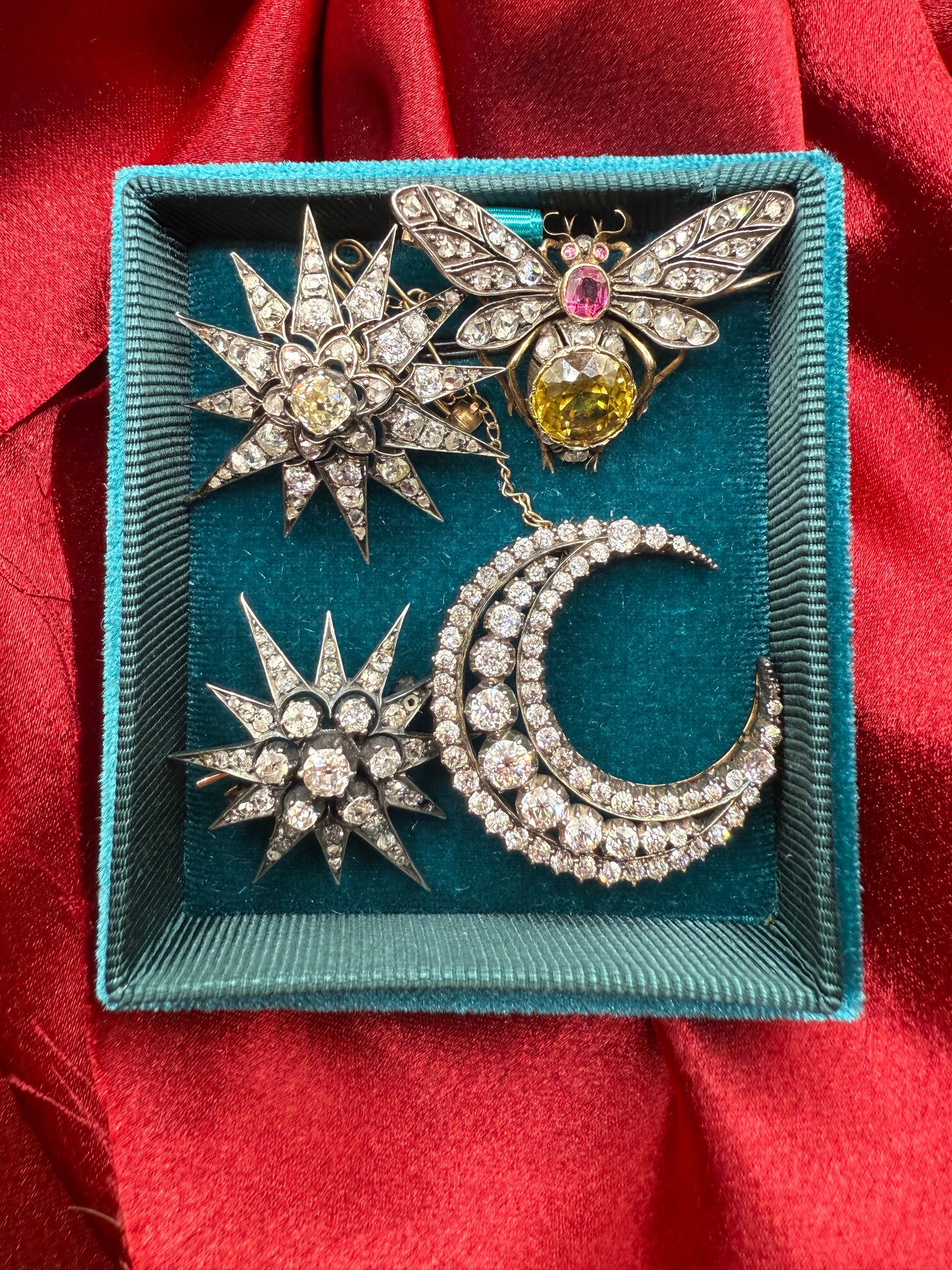 Victorian Diamond Crescent Brooch & Pendant Circa 1880.