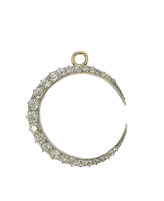 Vintage Diamond Crescent Brooch