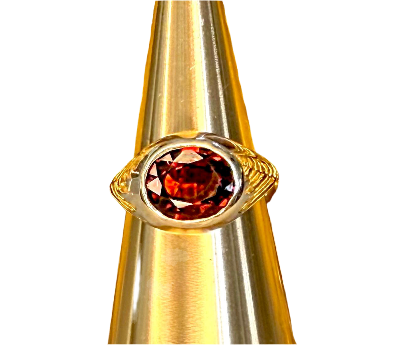 3.6 carat Umbalite Garnet Gypsy Ring 14k Handmade