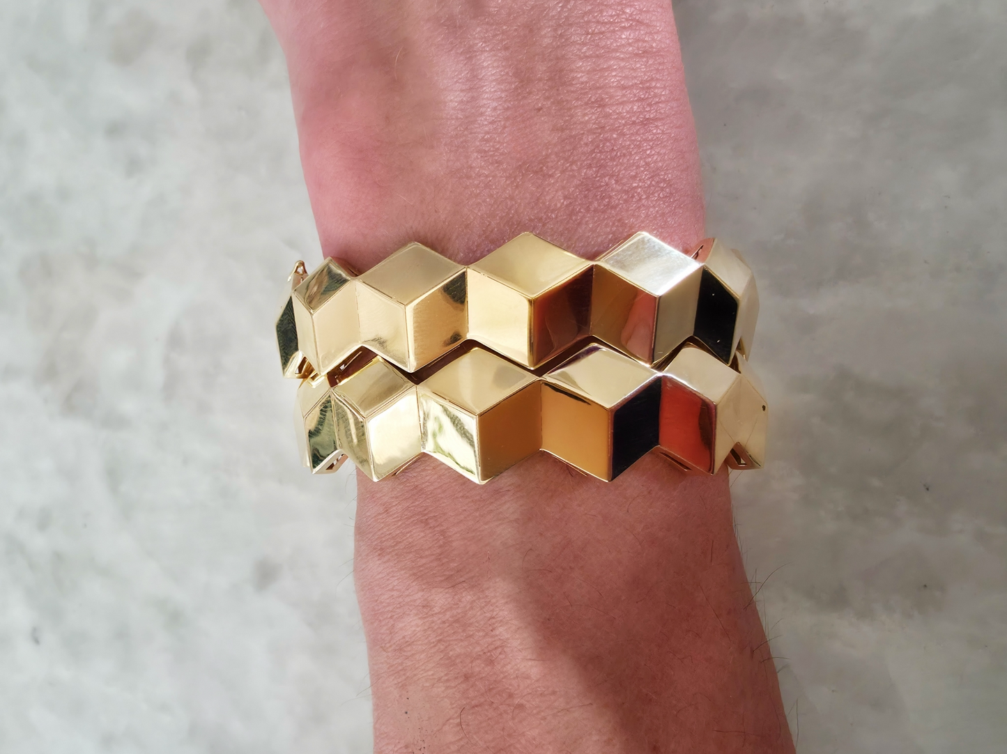 14K Hexagon Bangle