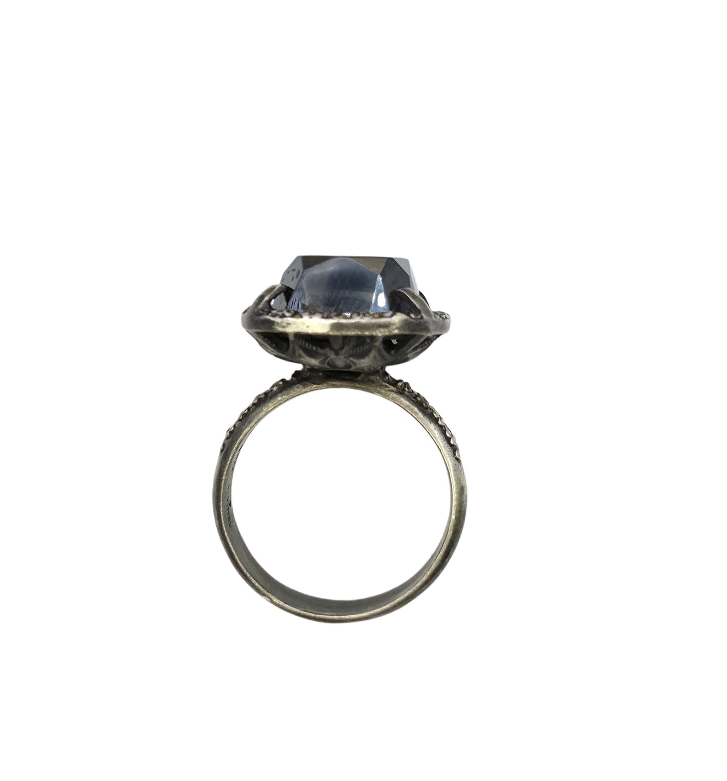 Hematite and Diamond Ring