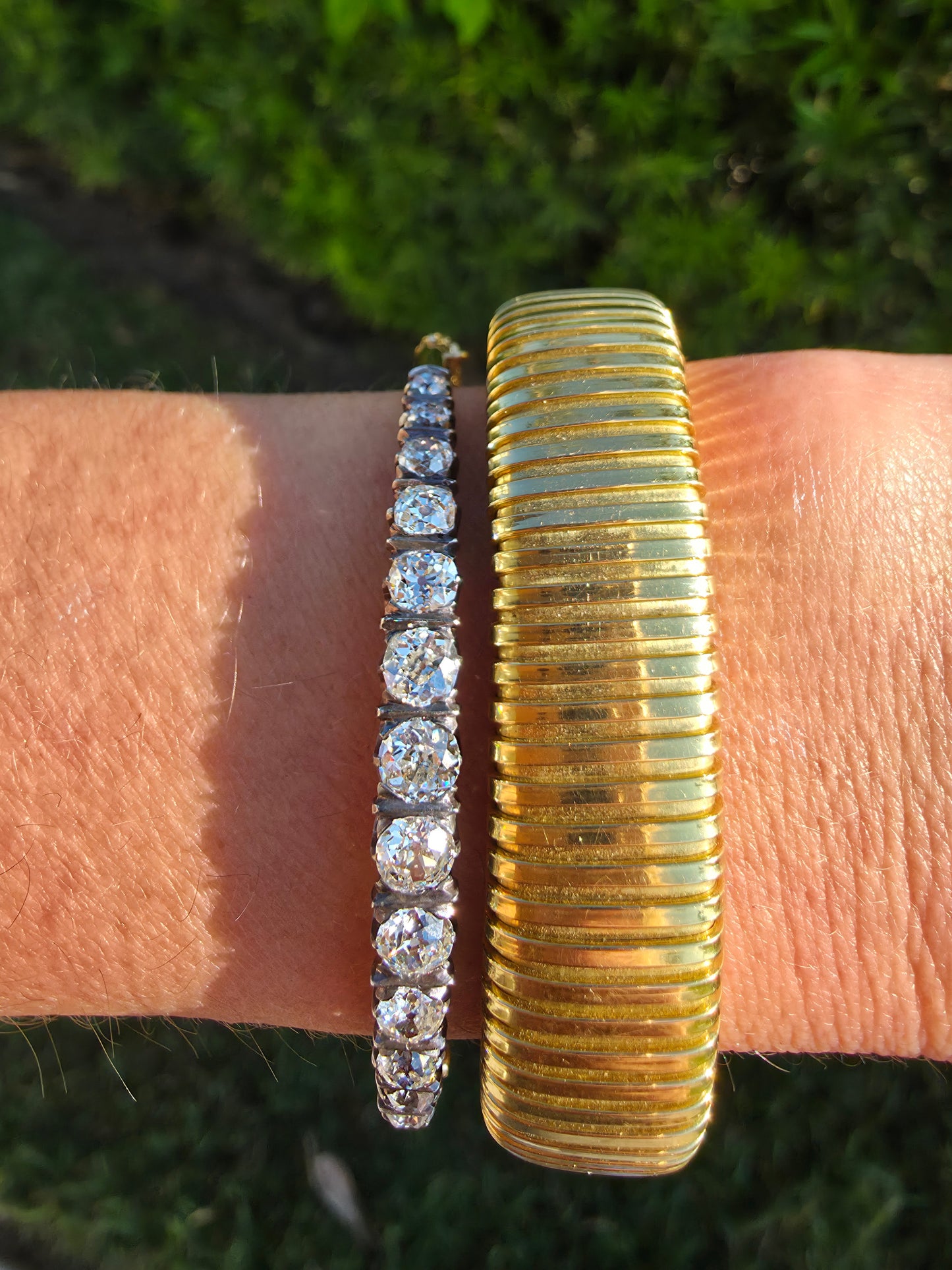 Antique 5.5 carat Old Mine Cut Diamond Bangle