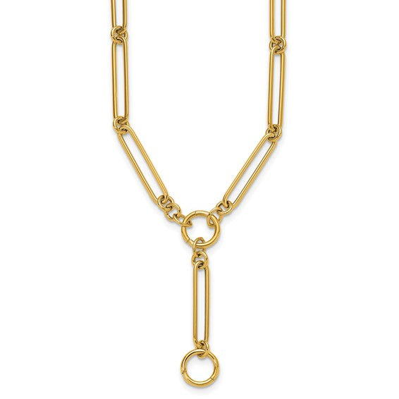 14k  Trombone Y- Drop Necklace with Spring Circle Clasps