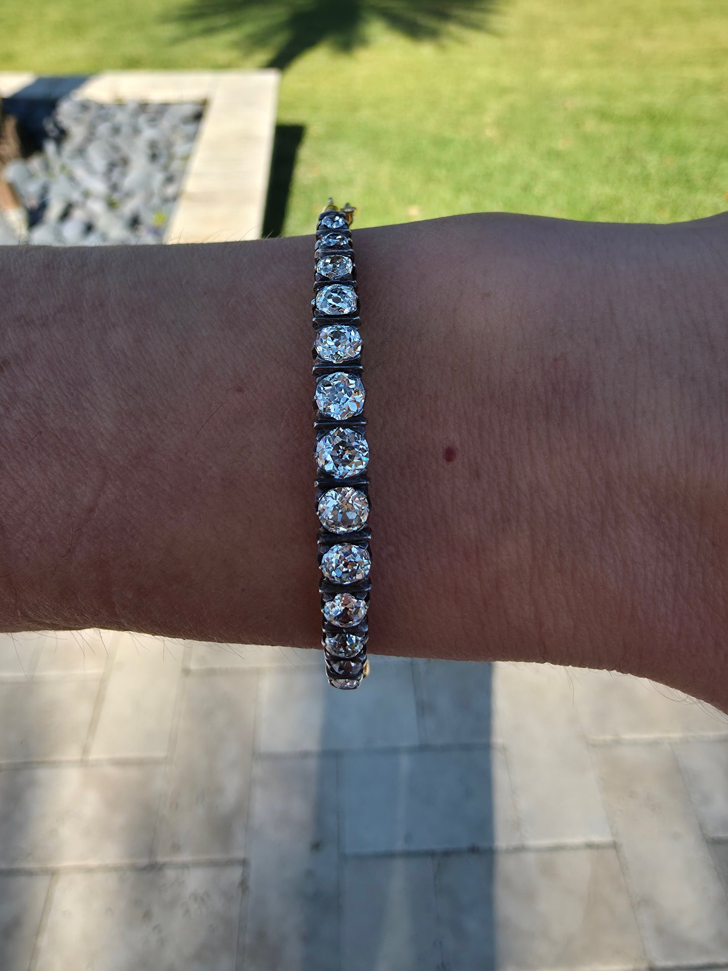 Antique 5.5 carat Old Mine Cut Diamond Bangle