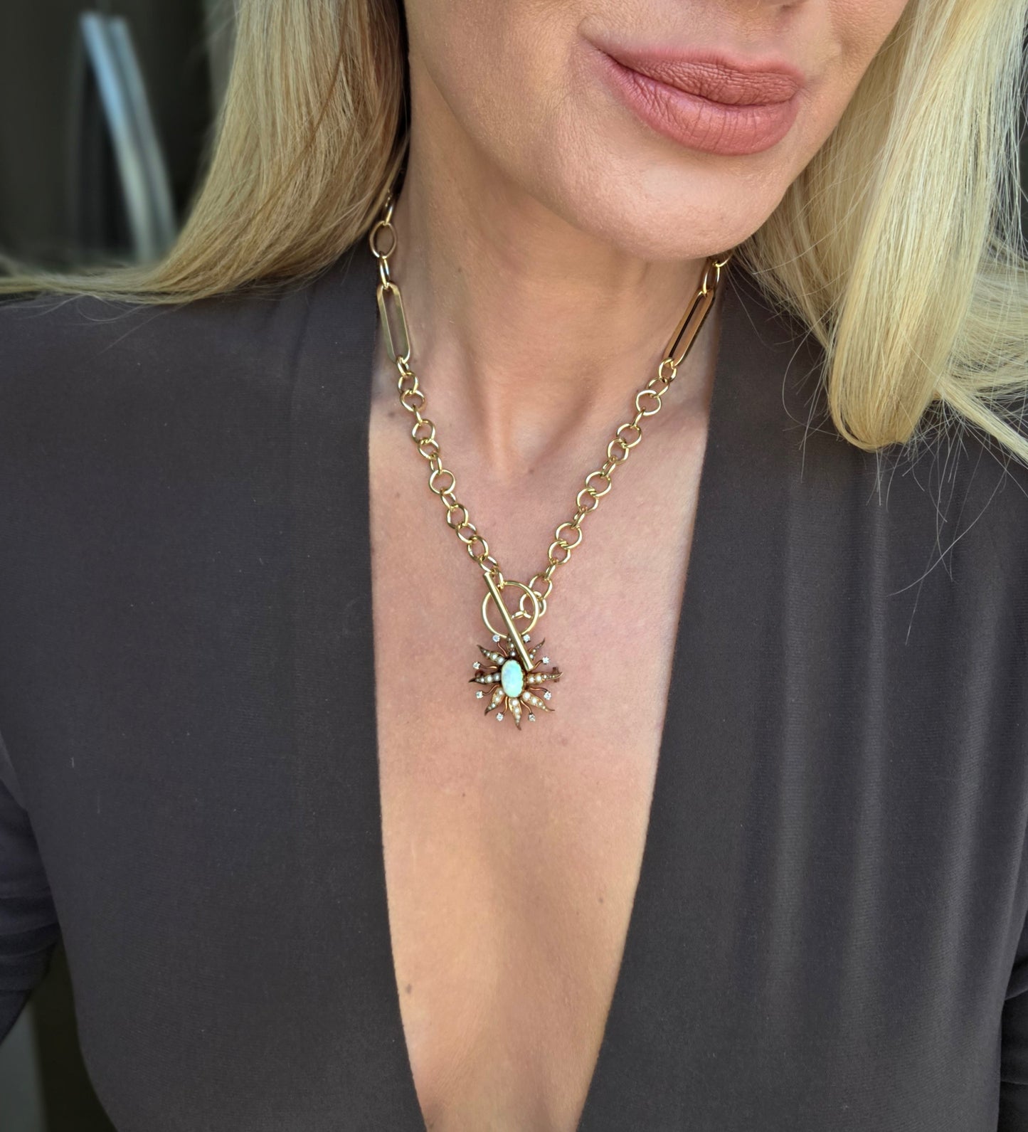 Opal, Pearl & Diamond Brooch/Pendant