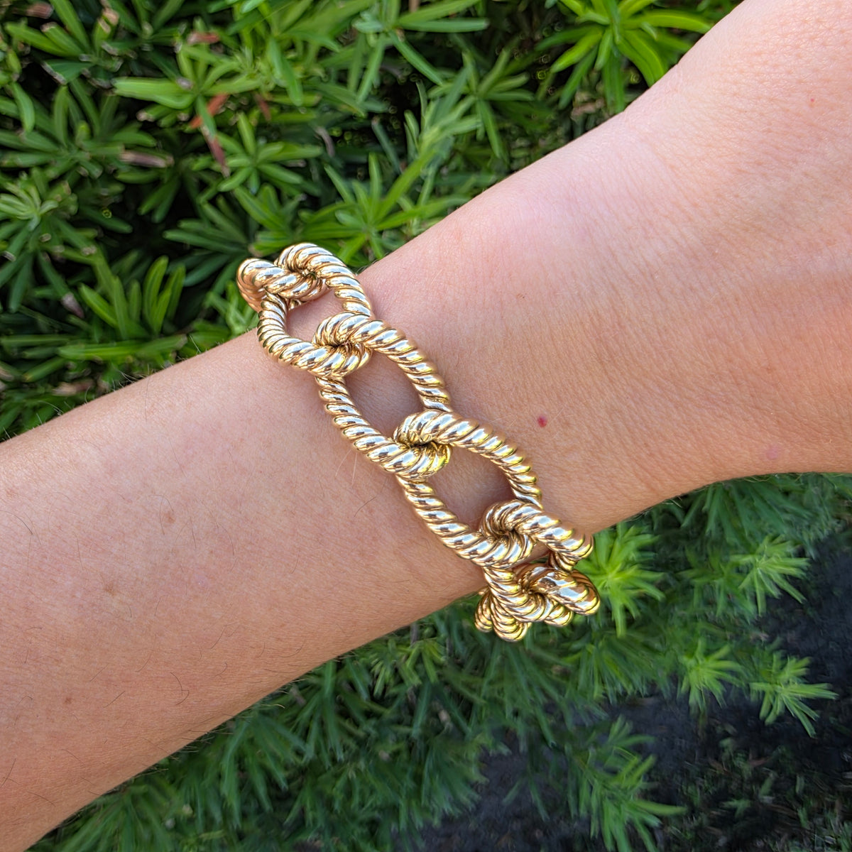 14K Italian Textured Rope Curb Bracelet