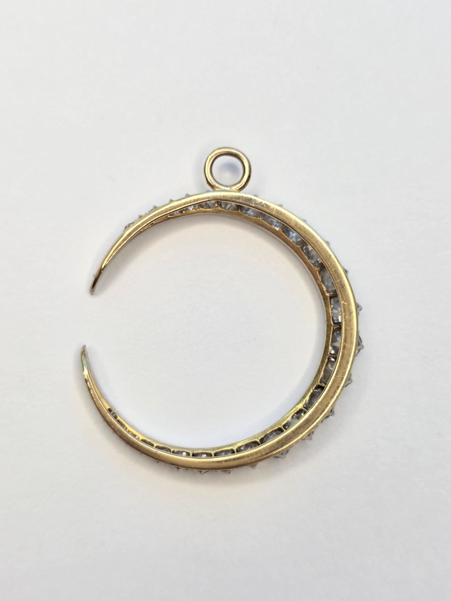 Vintage Diamond Crescent Brooch