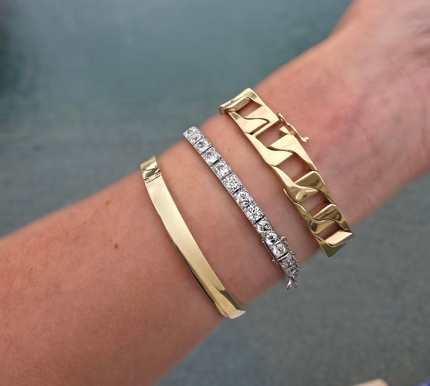 Antique Inspired Diamond Nail Bracelet