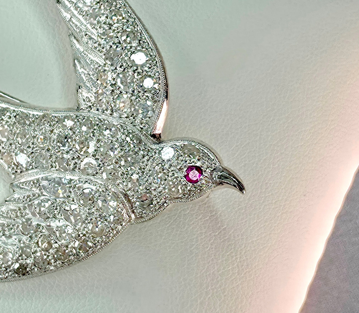 2.3 ctw Diamond and Ruby Dove Brooch