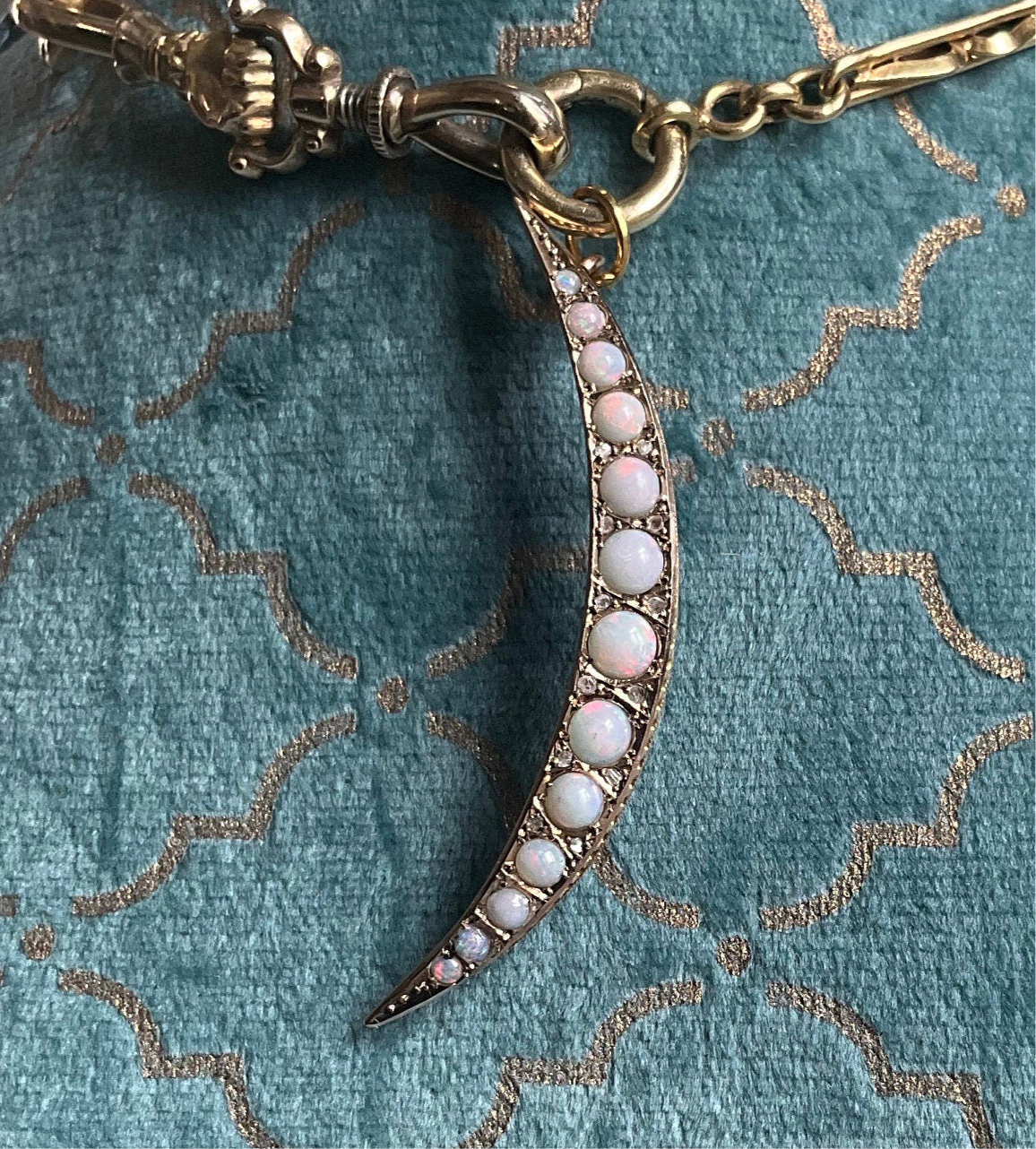 Antique Opal and Diamond Pendant Converted from a Brooch