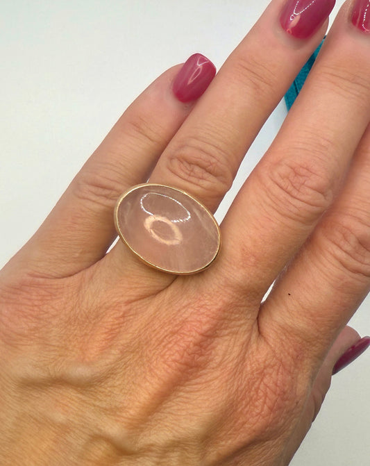 14K Rose gold and Rose Quartz Cabochon ring